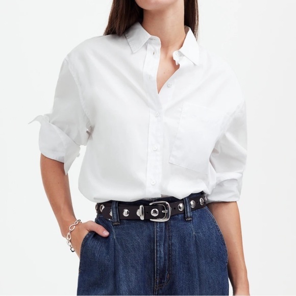 Madewell Relaxed Button-Up Shirt in Eyelet White size S NWT NS331 - Picture 1 of 13
